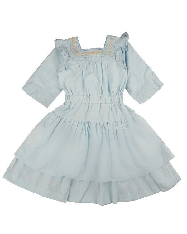 Noma Light Blue Ombre Embroidered Detail Teen Dress