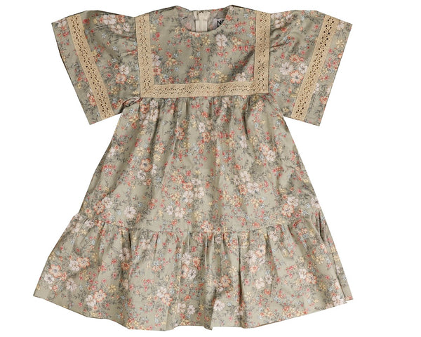 Noma SS Mint Floral Dress Crochet Ribbon Insert