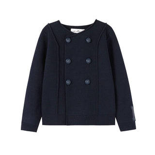 Nou Nelle Navy Double Breasted Sweater