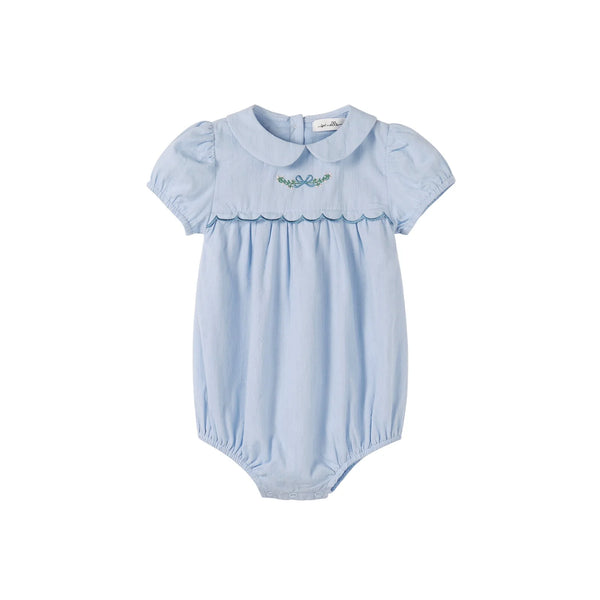 Nou Nelle Scallop Embroidered Romper Blue