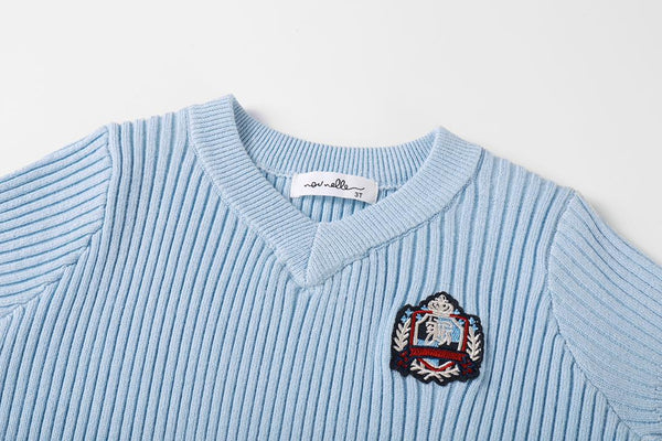 Nou Nelle Light Blue Badge Sweater