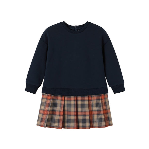 Nou Nelle Sweatshirt Dress with Plaid Skirt