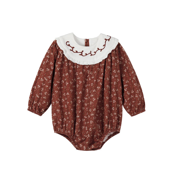 Nou Nelle Floral Burnt Red Romper