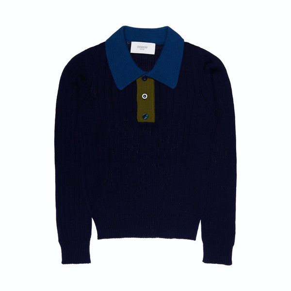 Paade Mode Dark Blue Seamless Polo Shirt