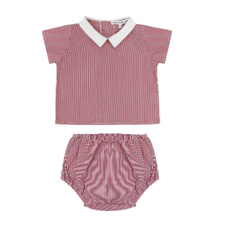 Little Parni Pink Stripe Baby Ruffle Set