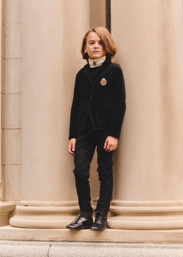 Little Parni Black Velour Blazer