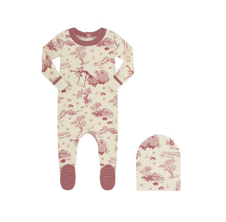 Little Parni Ivory/Red Toile Footie