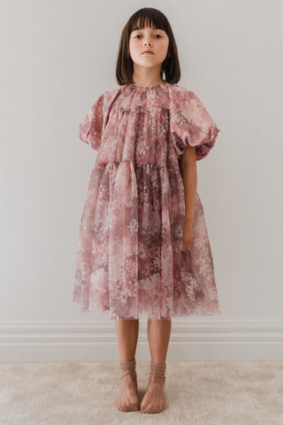 Petite Amalie Hydrangea Print Tulle Dress