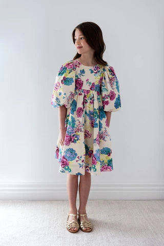 Petite Amalie Round Neck Jewel Print Poplin Dress