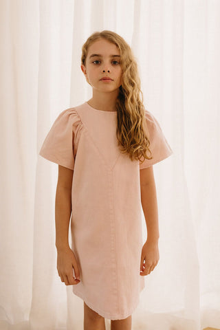 PETITE PINK Blush Smock Denim Dress