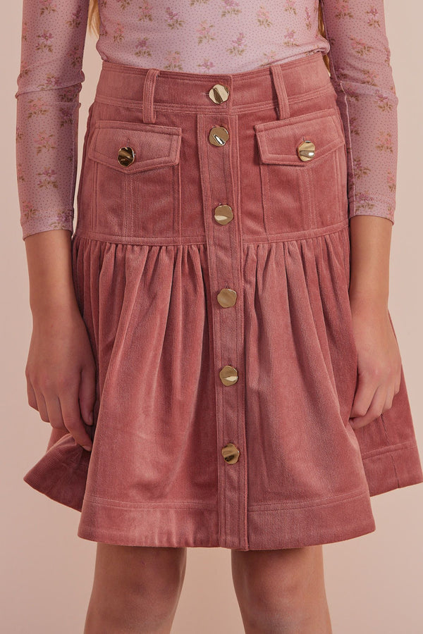 Petite PINK Misty Rose Cord Skirt