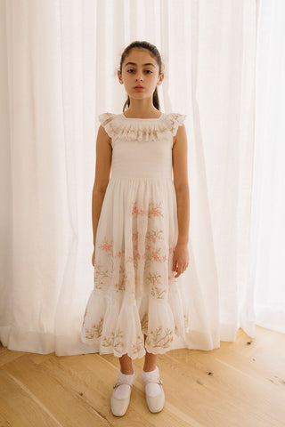Petite Amalie Heirloom Embroidered Linen Dress