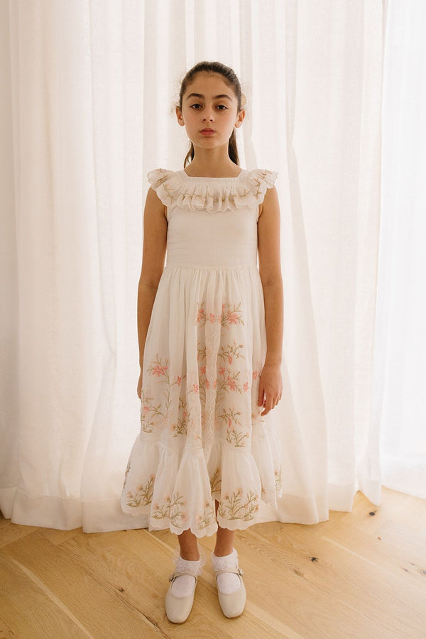 Petite Amalie Heirloom Embroidered Linen Dress