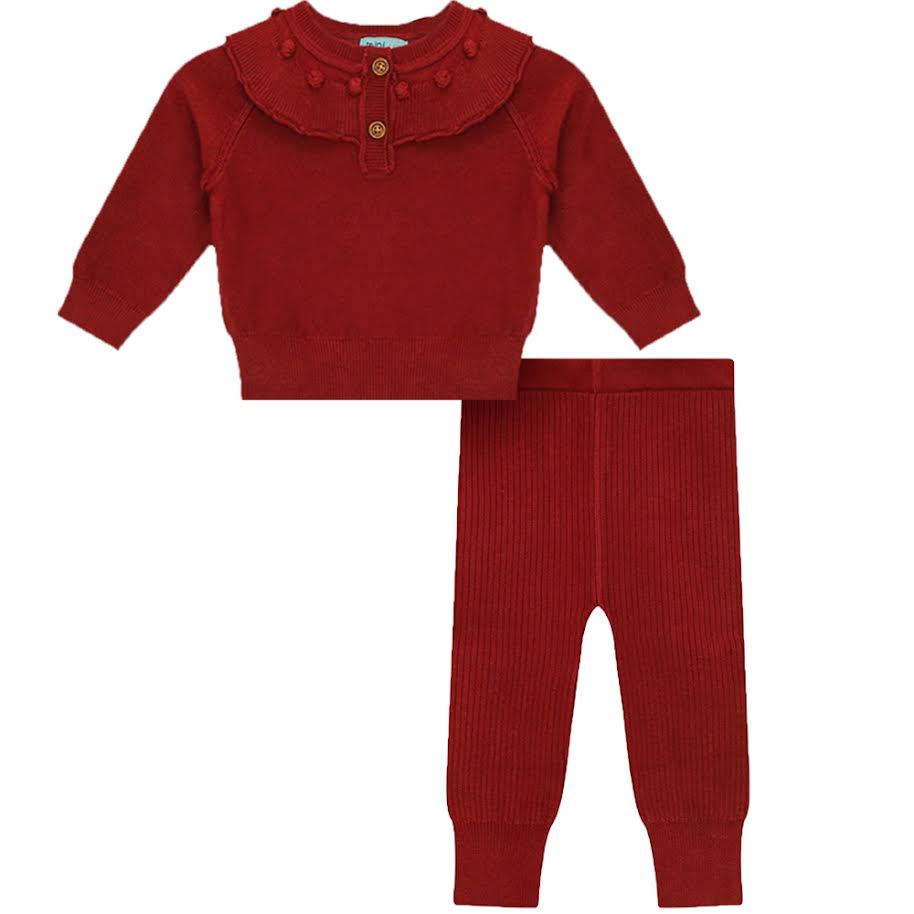 Pompomme (MiniP) Red Scalloped Collar Set Sugar and Spice Children's
