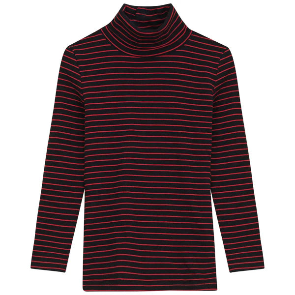 KIX Black/Red Striped Turtleneck