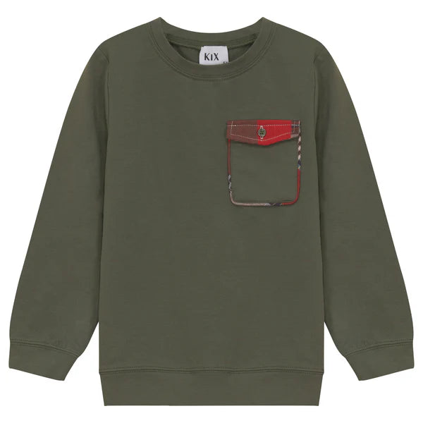 KIX Plaid Detail Sweatshirt