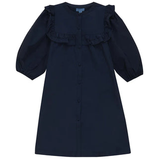 Pompomme Navy Frilled Yoke Dress