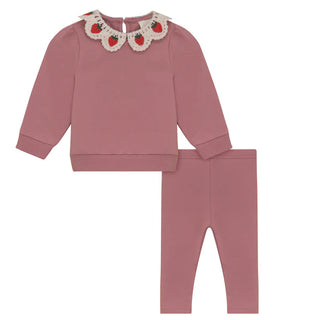 Pompomme Pink Embroidered Crochet Collar Set