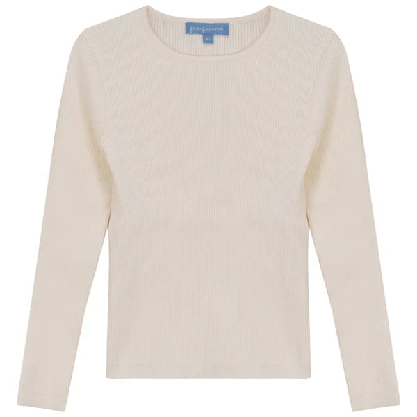 Pompomme Cream Ribbed Top