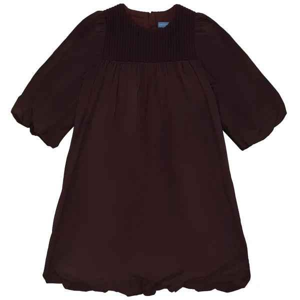 Pompomme Fig Taffeta Bubble Hem Dress