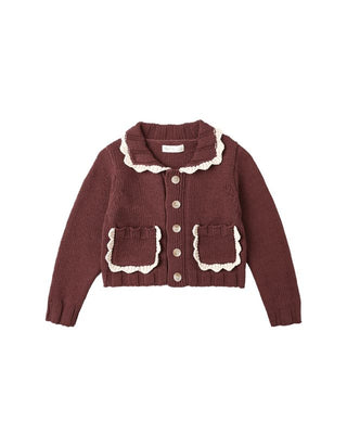 Rylee & Cru Collared Cardigan in Burgundy