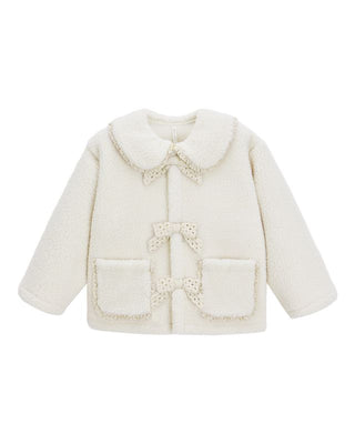 Rylee & Cru Shearling Collared Coat in Natural