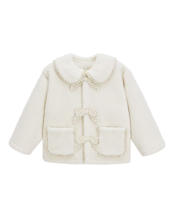 Rylee & Cru Shearling Collared Coat in Natural