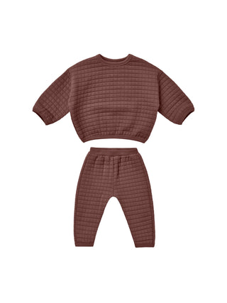 Quincy Mae Plum Quilted Top+Pant Set
