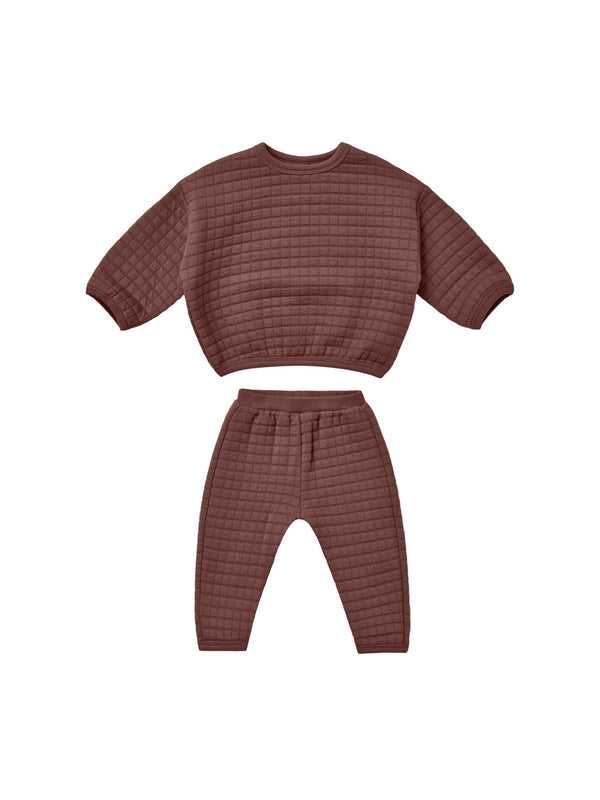 Quincy Mae Plum Quilted Top+Pant Set