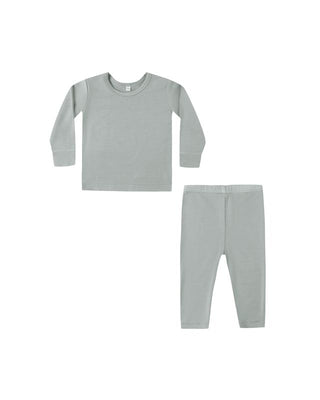 Quincy Mae Bamboo PJ Set in Steel Blue