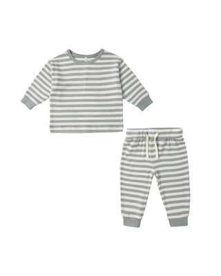 Quincy Mae Cozy Set in Blue Stripe
