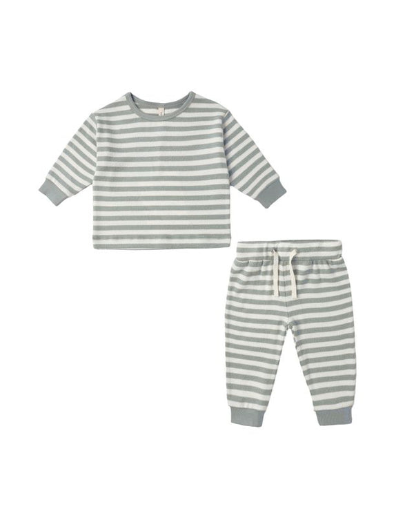 Quincy Mae Cozy Set in Blue Stripe