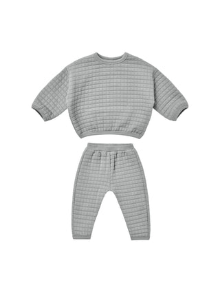 Quincy Mae Dusty Blue Quilted Top+Pant Set