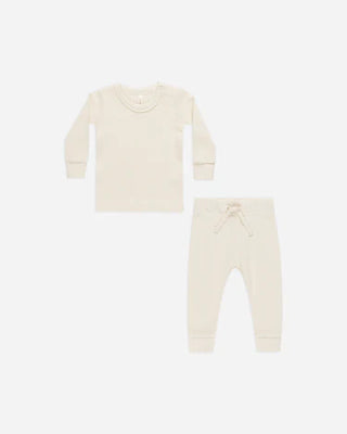 Quincy Mae Natural Waffle Top+Pant Set