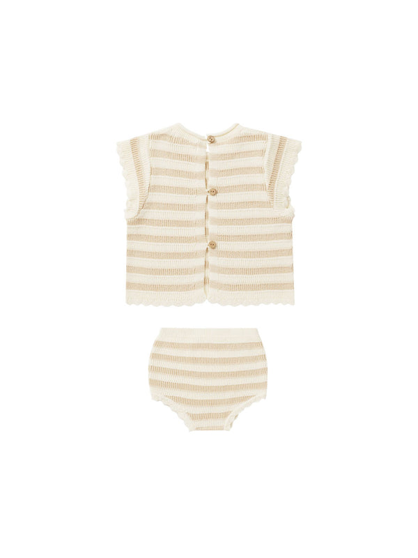 Rylee and Cru Sand Stripe Scallop Knit Set