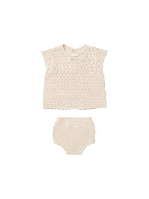 Rylee and Cru Natural Scallop Knit Baby Set