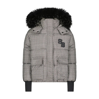 Scotch Bonnet Houndstooth Puffer Coat