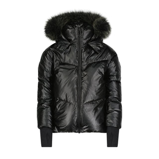 Scotch Bonnet Black Shiny Puffer Coat