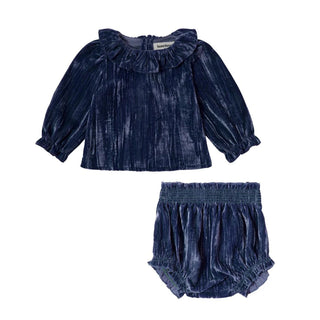 Tocoto Vintage Navy Velvet Bloomer Set