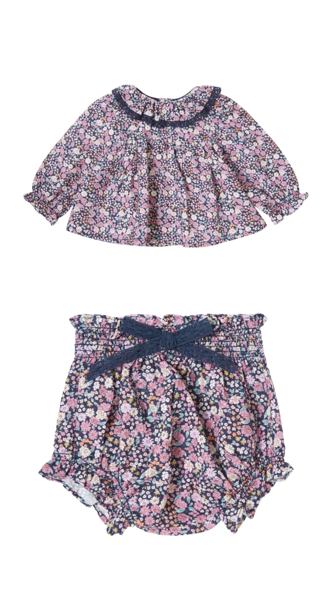 トップス Nina24SS bonjourdiary retro 6Y Short-sleeved print tunic set-Misty Blue Strawberry | Boden USA