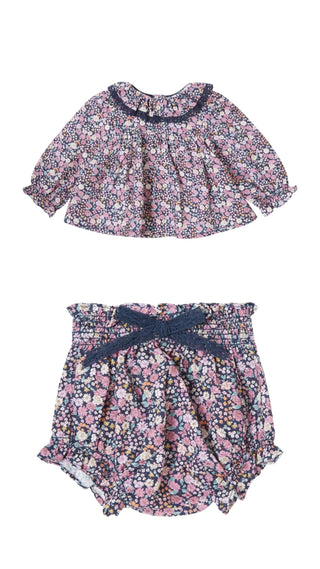 Tocoto Vintage Navy Floral Bloomer Set