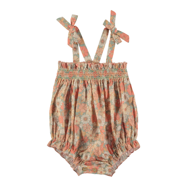 Tocoto Vintage Coral Floral Straps Romper