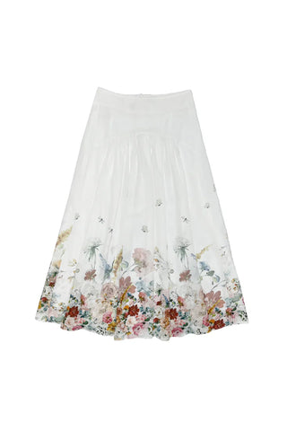 Zaikamoya Gretchen Skirt Flowers on Ivory