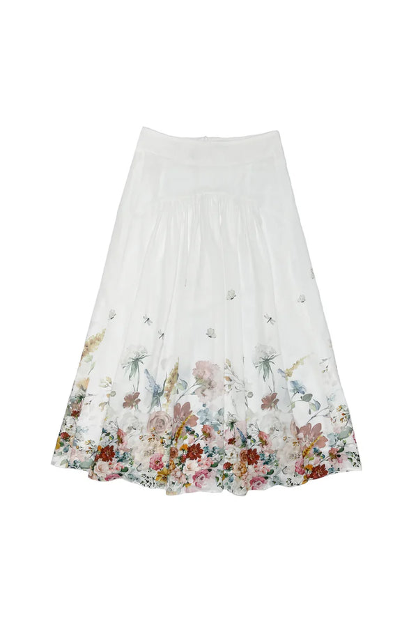 Zaikamoya Gretchen Skirt Flowers on Ivory
