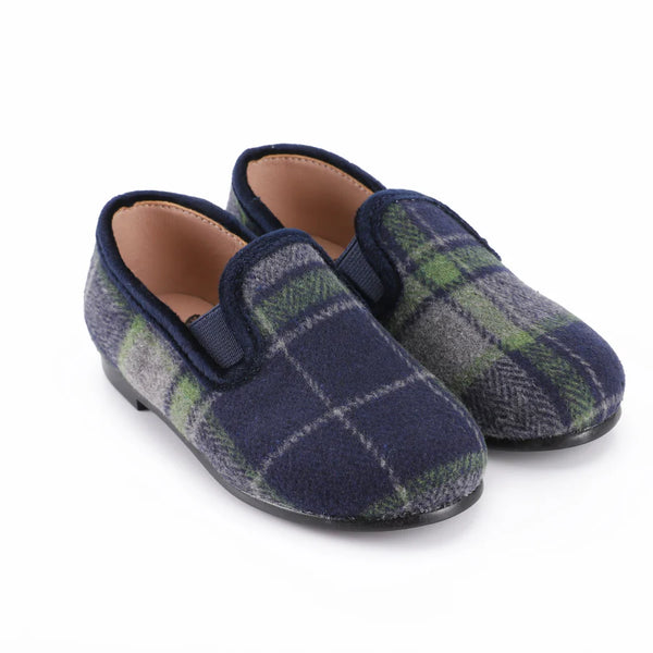 Zeebra Navy Wool Plaid Loafer