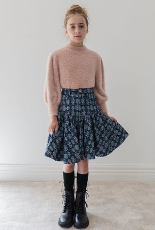 Steph the Label Fleur De Lis Short  Denim Skirt
