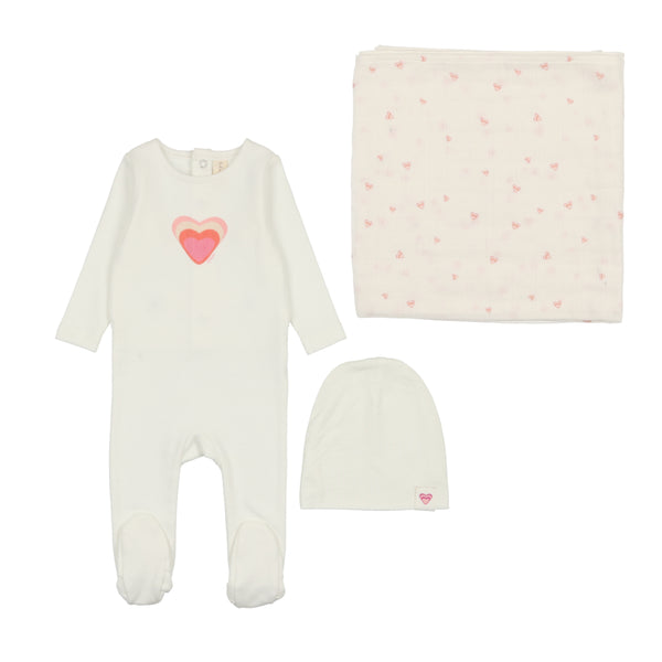 Lilette Big Graphic Heart Layette Set Winter White