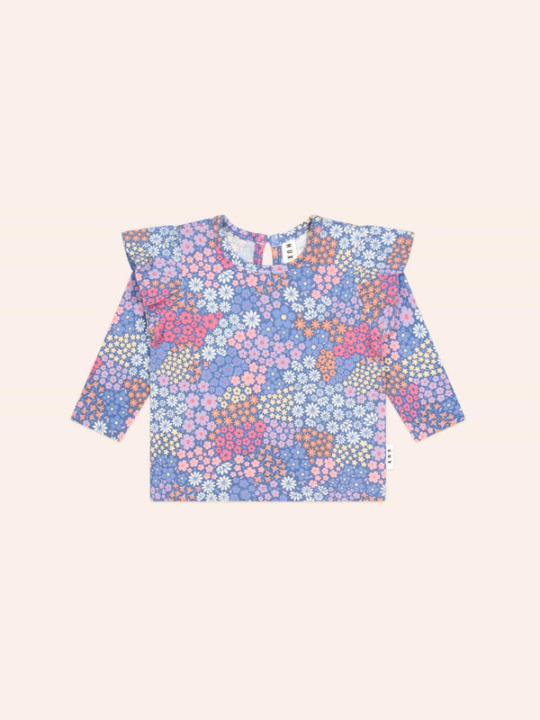 Hux Floral Bloom Frill Top in Multi