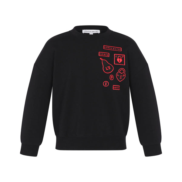 Little Parni Black Multipatch sweatshirt