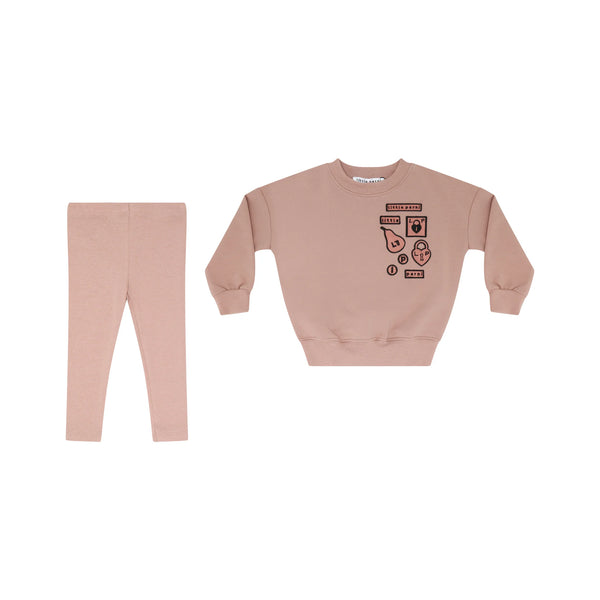 Little Parni Pink Baby Multipatch sweatshirt with leggings